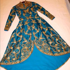 Asymmetrical Indian pant suit.